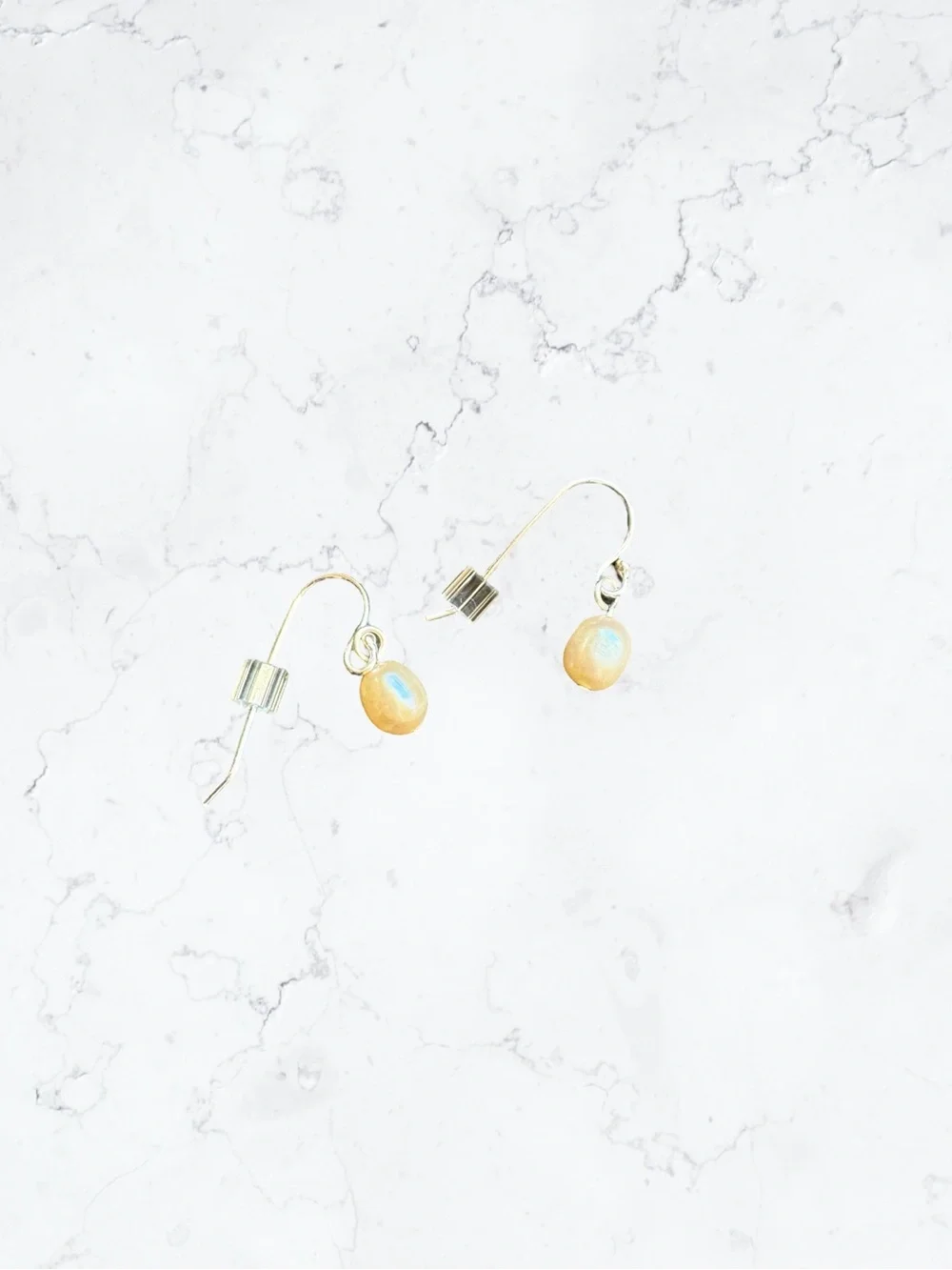 Freshwater Pearl Delicate Drop Earrings - Silver Tone